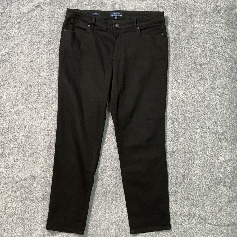 Talbots Simply Flattering Curvy Ankle Pants Black Size 14 Stretch Cotton Blend